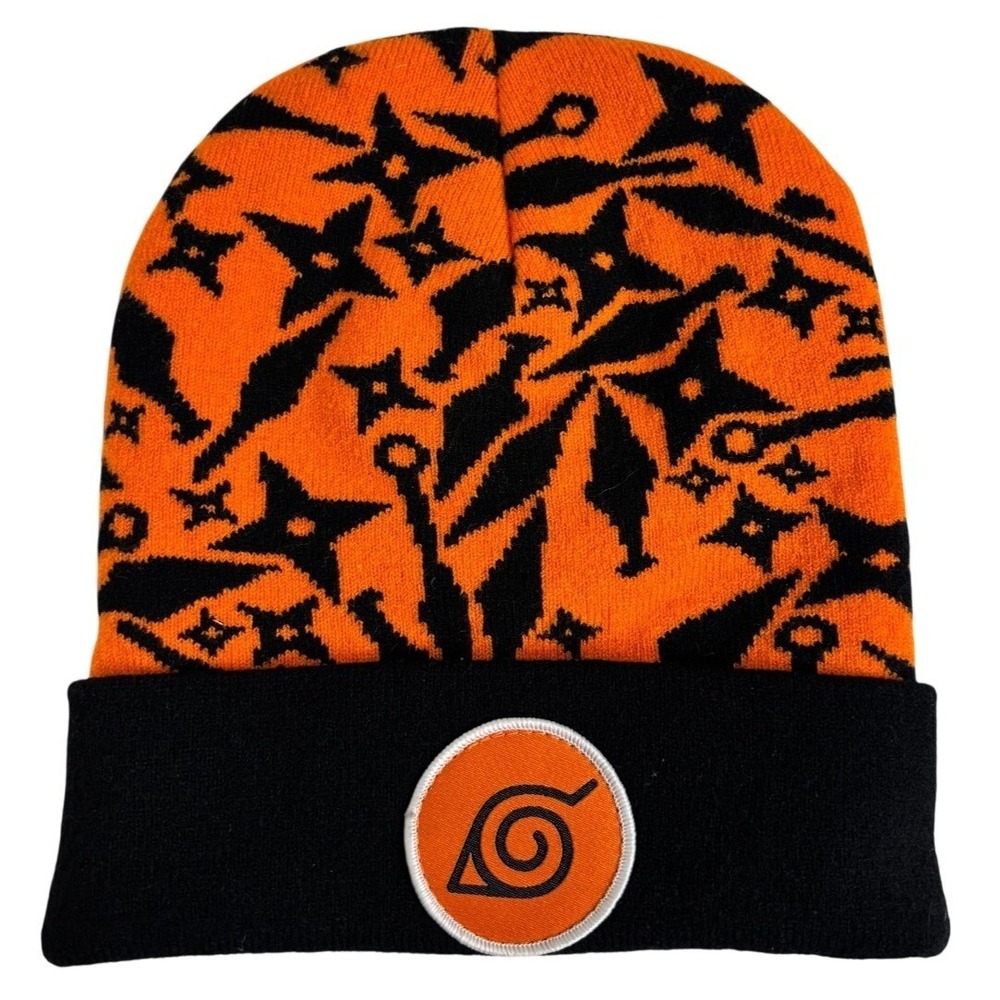 Vintage Naruto Shippuden Uzumaki 2002 Winter Beanie Orange Black Anime Halloween